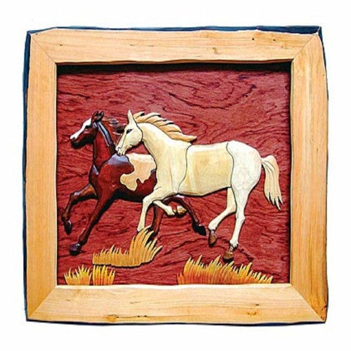 Stallion Pair Wood Wall Art