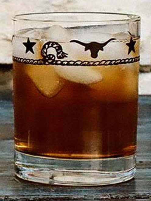 Stars & Longhorns Double Old Fashioned Glasses - Set of 4 - OUT OF STOCK