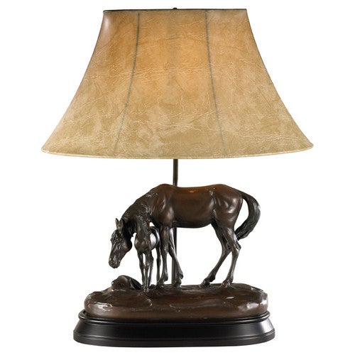Stay Here Horse Lamp with Faux Leather Shade