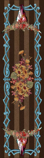 Steer Head Blossom Rug - 2 x 8