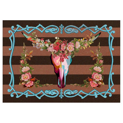 Steer Head Blossom Rug - 3 x 4