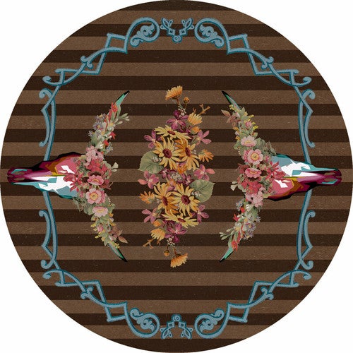 Steer Head Blossom Rug - 8 Ft. Round