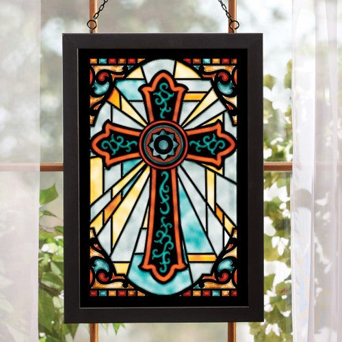 Sunbeam Cross Stained Glass Wall Art