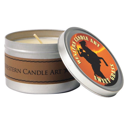 Sweetgrass Western Tin Candle