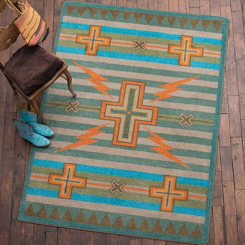 Tempest Turquoise & Gray Rug - 5 x 8