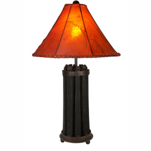 Tequila Stave Table Lamp with Orange Rawhide Shade