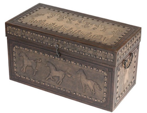 Tooled Leather Cowboy Trunk