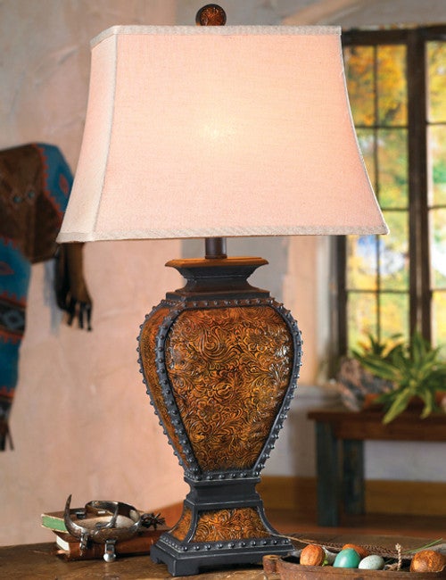 Tooled Leather Old West Lamp