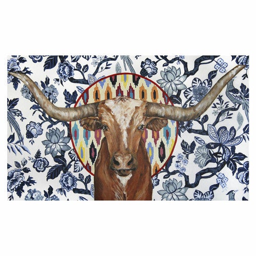 Tribal Longhorn Floral Canvas Art