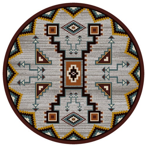 Tribal Rain Turquoise Rug - 8 Ft. Round