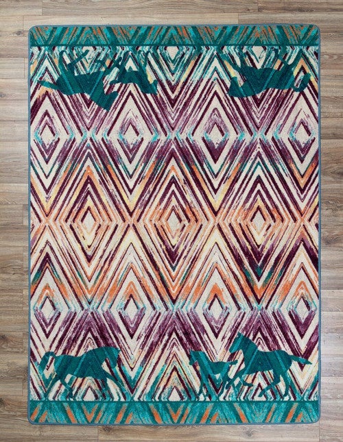 Trotting Horses Rug - 3 x 4
