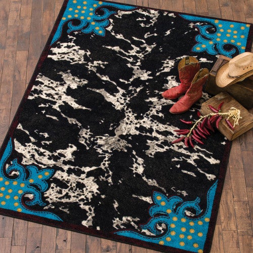 Turquoise & Cowhide Rug - 4 x 5
