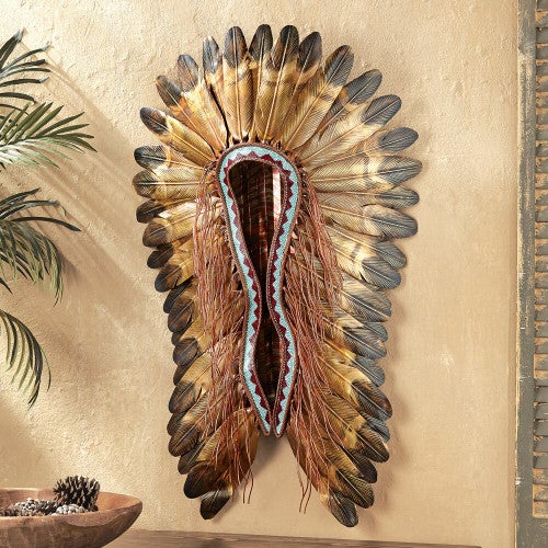 Turquoise & Red Headdress Wall Hanging
