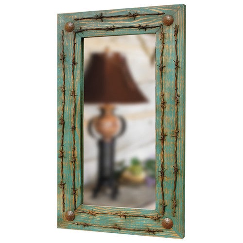 Turquoise Barbed Wire Mirror