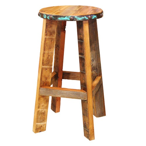 Turquoise Barnwood Counter Stool