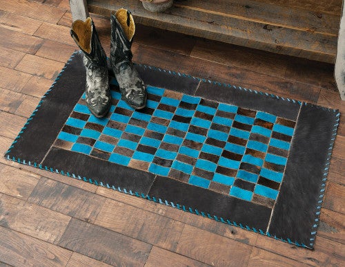 Turquoise Dyed Cowhide Rug