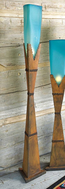 Turquoise Glass Floor Lamp - Large