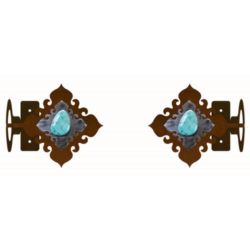 Turquoise Stone Rod Brackets - Set of 2