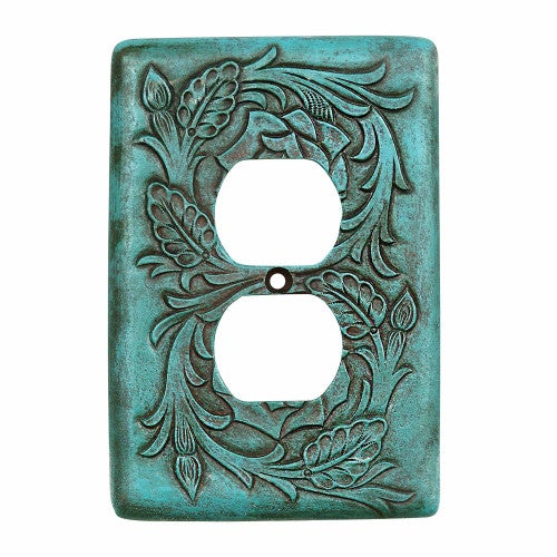Turquoise Tooled Leather Outlet Cover
