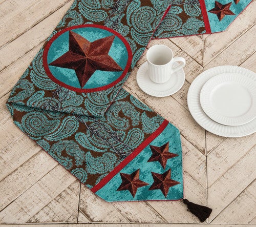 Turquoise Western Star Table Runner