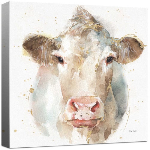 Watercolor Cow Canvas Wall Art
