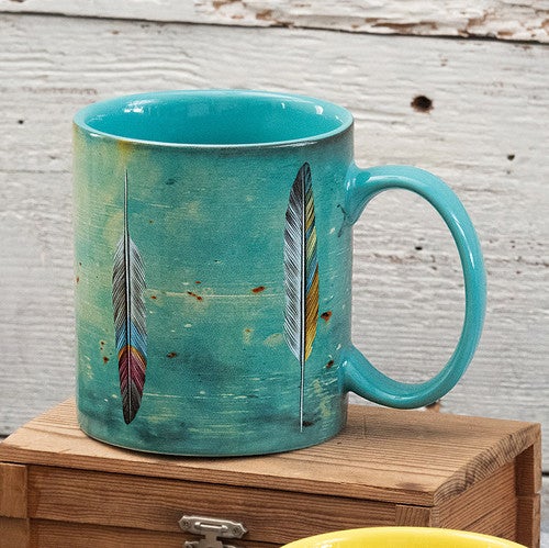 Watercolor Feathers Mugs - Set of 4