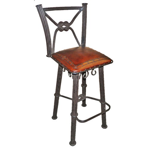 Coronado Iron Barstool with Swivel Back - Nail Heads