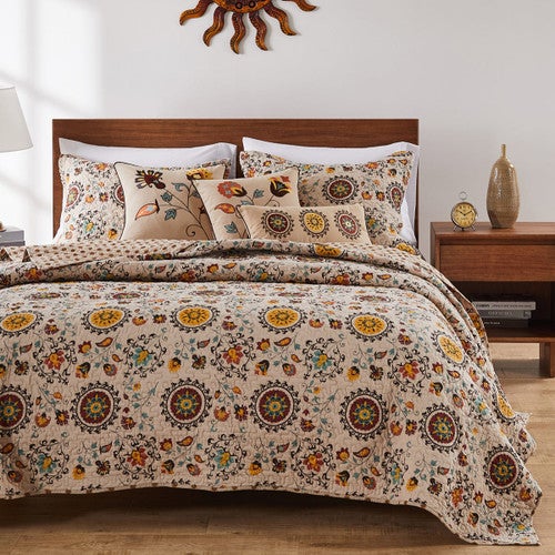 Western Medallions 4pc Bonus Quilt Bed Set - Twin