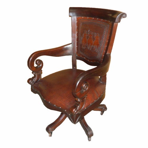 Western Office Chair with Posse Tooled Leather