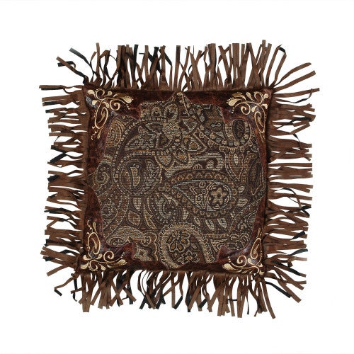 Western Paisley Beaumont Embroidered Fringed Pillow