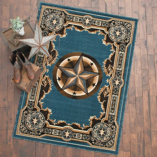 Western Star Blue Rug - 5 x 7
