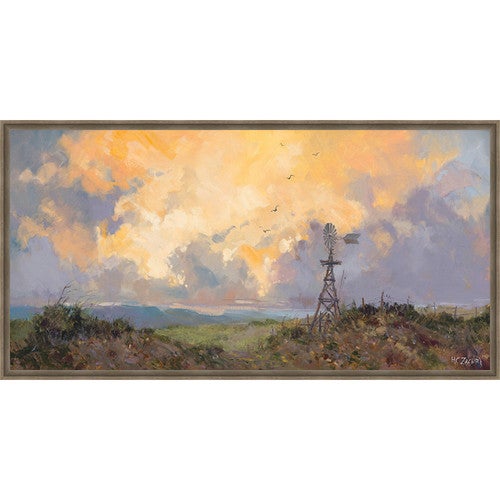 Western Windmill Framed Canvas