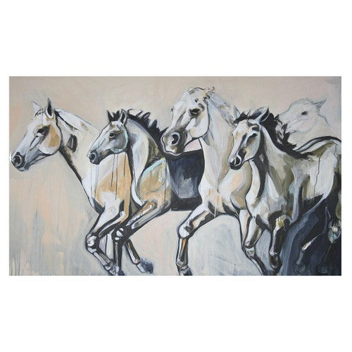 White Stallion Stampede Canvas Art