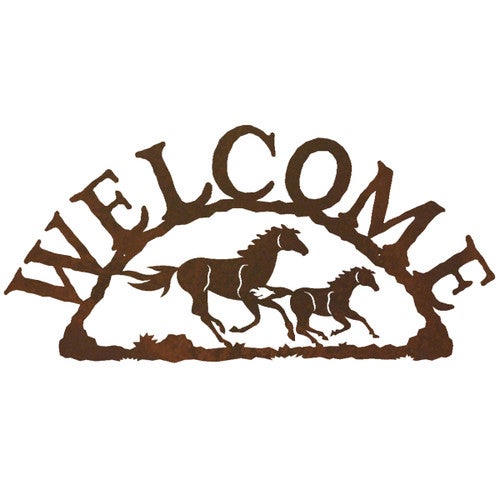 Wild Horses Welcome Metal Wall Hanging