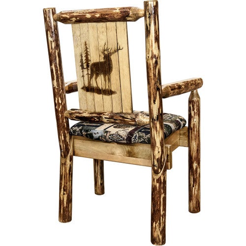 Woodsman Woodland Upholstery Captain's Chair with Laser-Engraved Elk Design