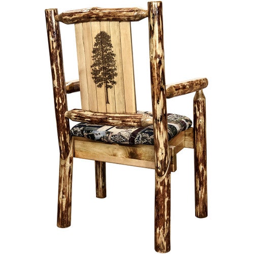 Woodsman Woodland Upholstery Captain's Chair with Laser-Engraved Pine Tree Design