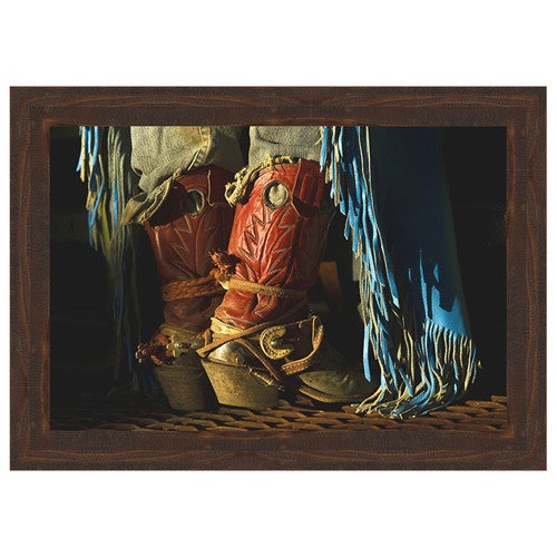 Work Boots Framed Canvas