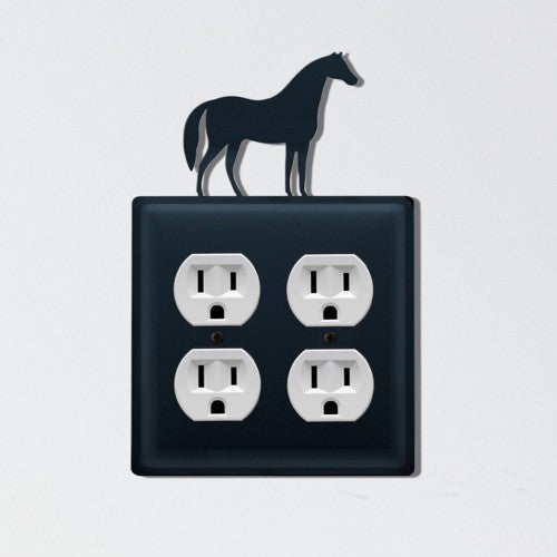 Wrought Iron Horse Double Outlet Cover