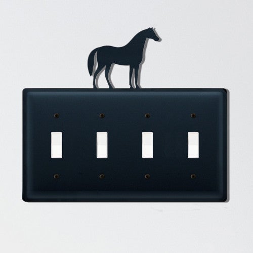 Wrought Iron Horse Quadruple Switch Cover
