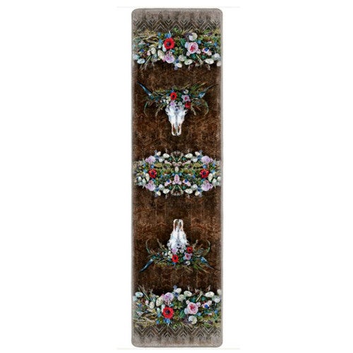 Floral Steer Skull Rug - 2 x 8