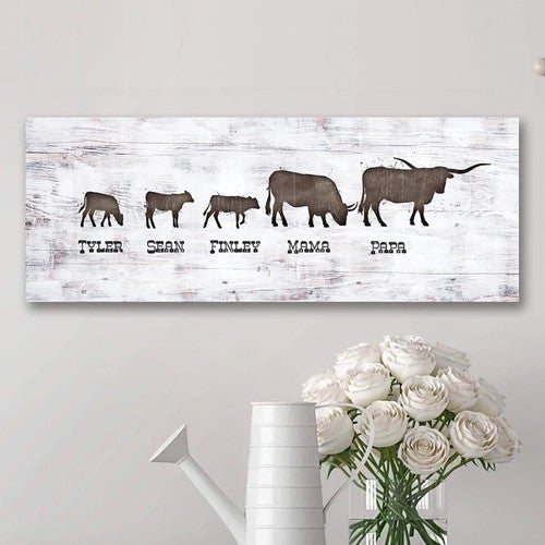 Longhorn Family Personalized Block Mount - 18 x 7
