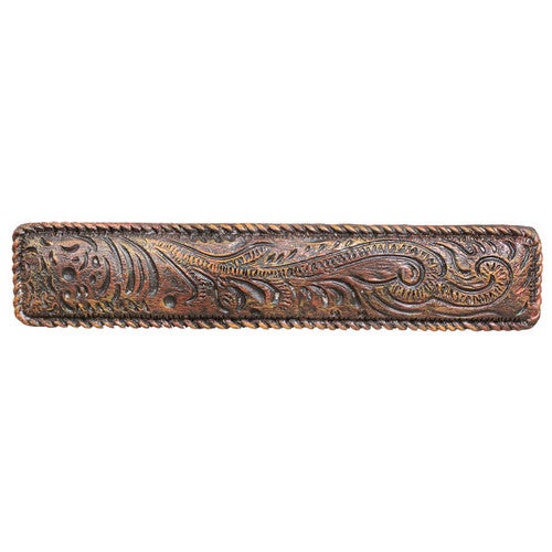 Tooled Rustic Leather Cabinet Pull