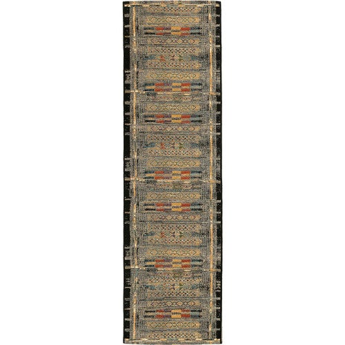 Tribal Stripes Black Indoor/Outdoor Rug - 2 x 8 - OUT OF STOCK UNTIL 06/18/2025