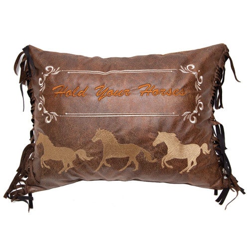 Three Horses Fringe Pillow