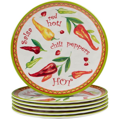 Chili Peppers Salad Plates - Set of 6
