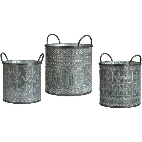 Abilene Galvanized Buckets - Set of 3