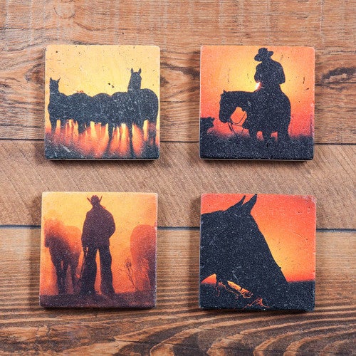Cowboy Sun 4 Pc Coaster Set