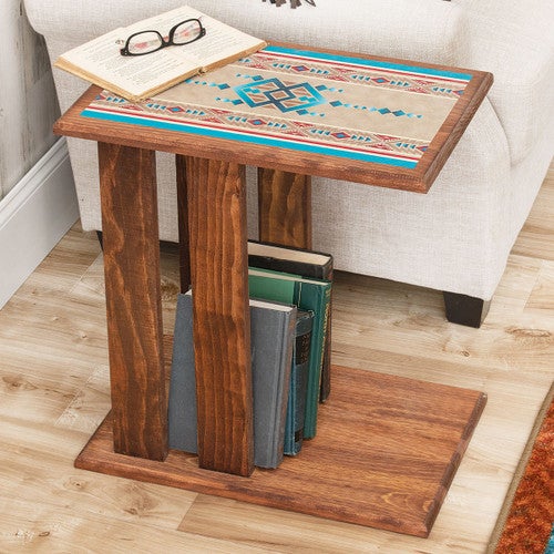 Southwest Aztec Wood Side Table