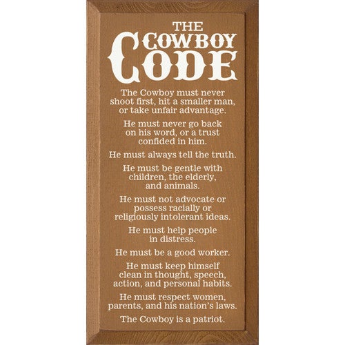 Cowboy Code Wood Sign