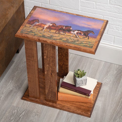 Galloping Mustangs Side Table